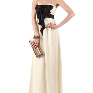 TED BAKER Dress Formal Gown Cream Black Bow 6 NEW